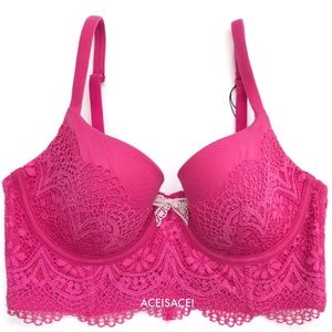 NWT*BODY BY VICTORIA FLORAL Lined Demi Bra--PINK